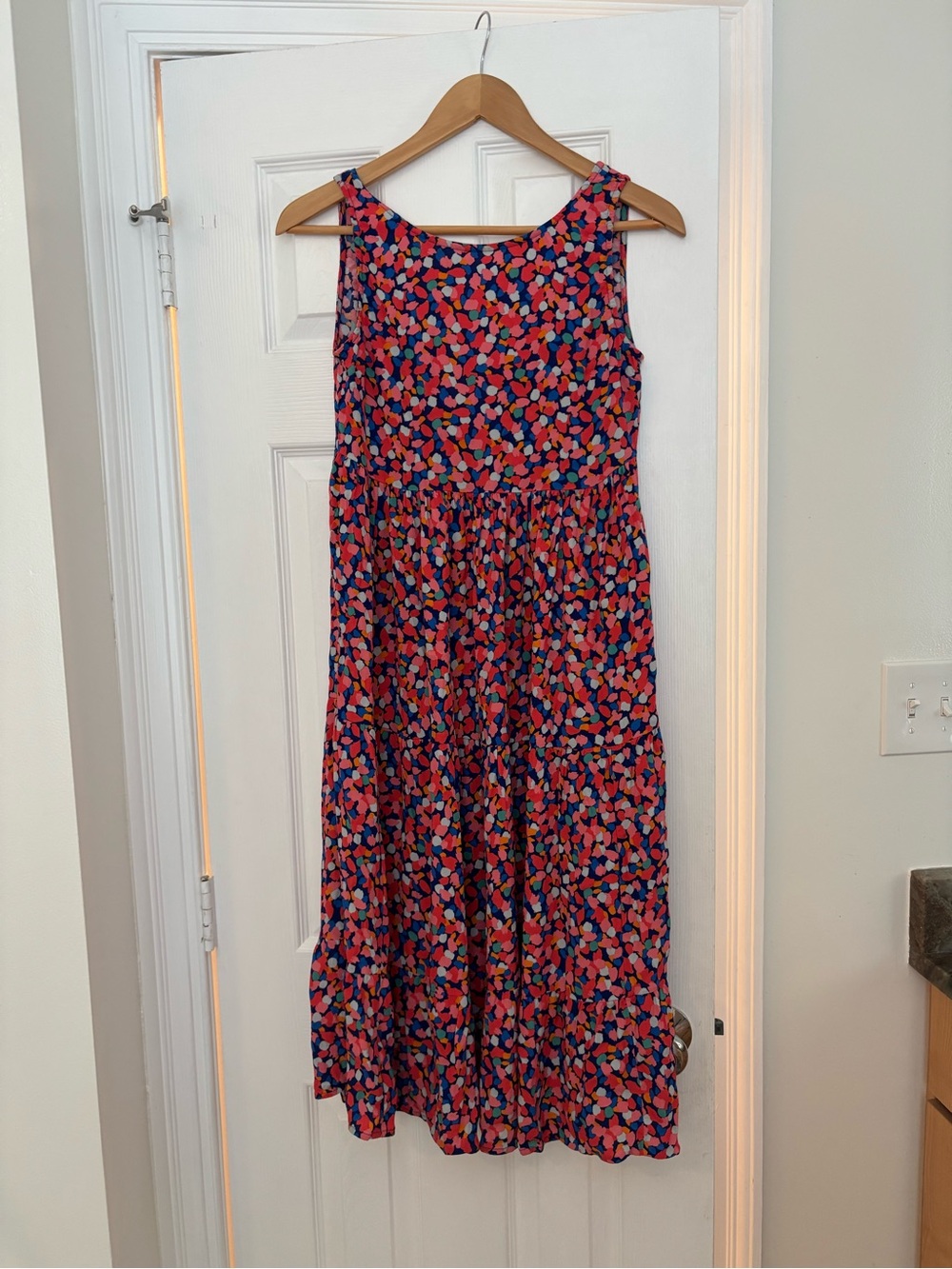 Mister Zimi Navy Midi Dress with Pink, Red and Teal Petal Print